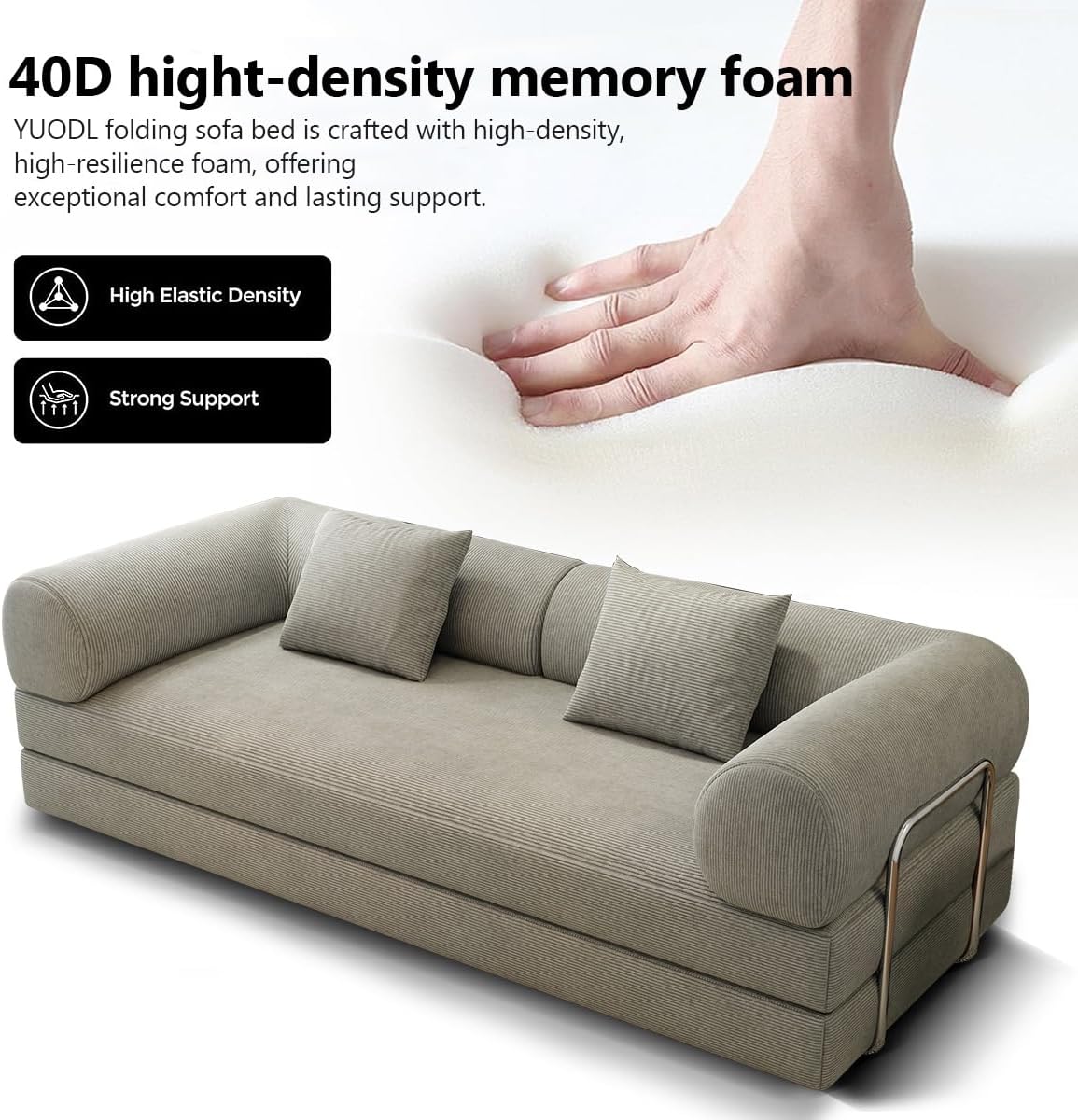 78.8" Modular Sofa Bed - 4-in-1 Convertible Design with Corduroy Fabric and High Density Sponge, Removable Cover and Fixed Frame