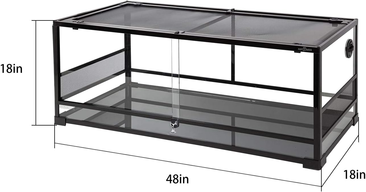 REPTI ZOO 67 Gallon Reptile Terrarium, Sliding Glass Doors, 48"x18"x18"