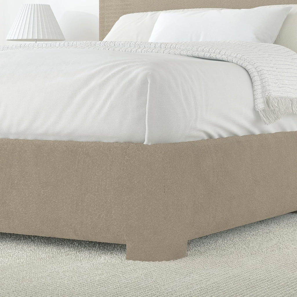 BarnFurin Full Size Bed Frame,Cloud Boucle Upholstered Platform Bed Frame with Headboard, Soft Rounded Corners, No Box Spring Required, Non-Slip and Noise-Free, Easy Assembly, Beige