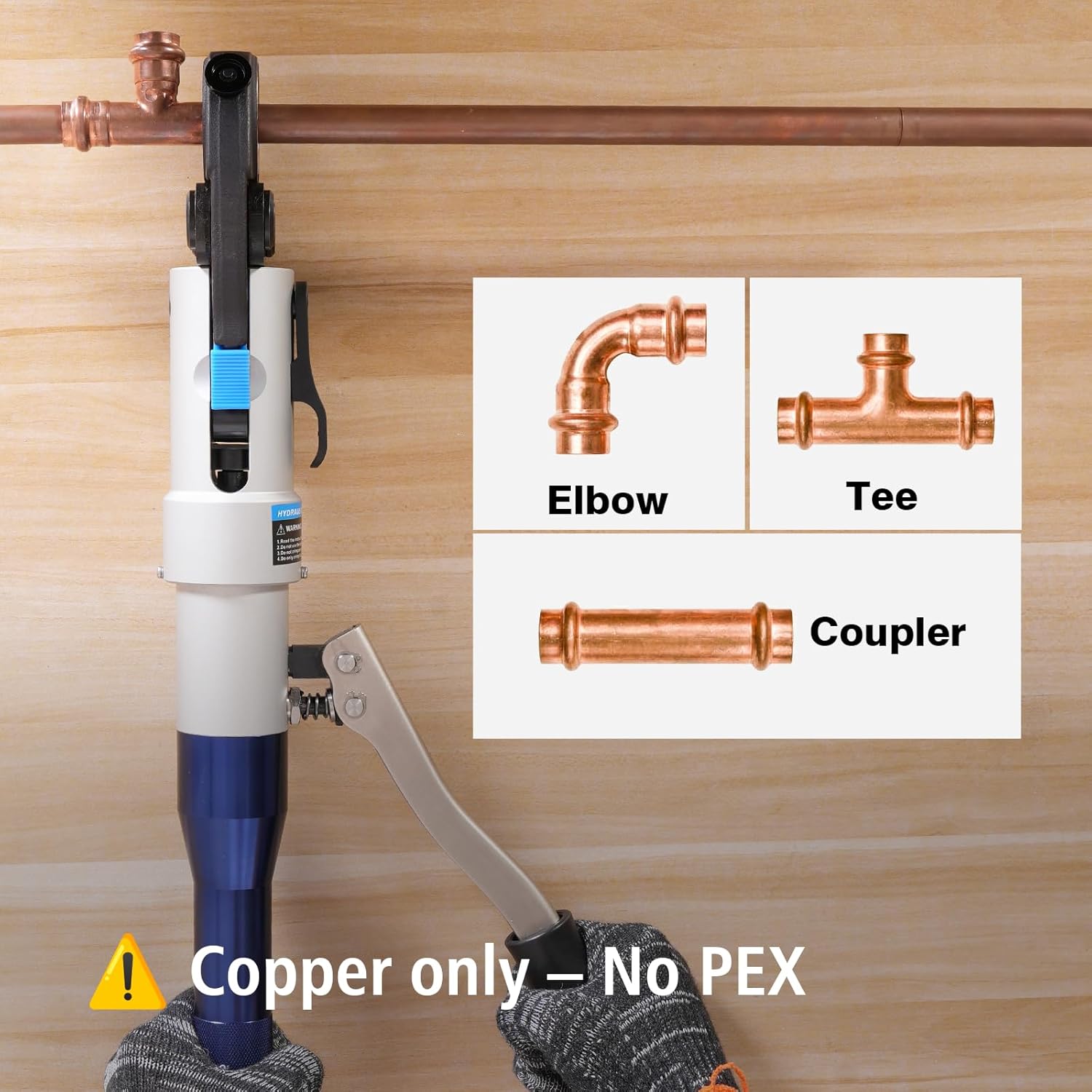Hydraulic Copper Pipe Press Tool for Viega ProPress Fittings | Includes 1/2", 3/4", & 1" Dies | Ideal for Narrow Spaces & Tee Fittings | Includes 1 Set of Dies (1950)