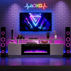 Led Fireplace TV Stand 70 in, Modern Electric Fireplace TV Stand with Cabinets, 2 Tier TVStand with 36 in Fireplaces, Entertainment Center with Fireplaces for TVs Up to 80