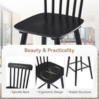 LUE BONA Windsor Wooden Bar Stools Set of 3 for Kitchen Island, Farmhouse 24 Inch Counter Height Stools Chairs with Spindle Back, Black
