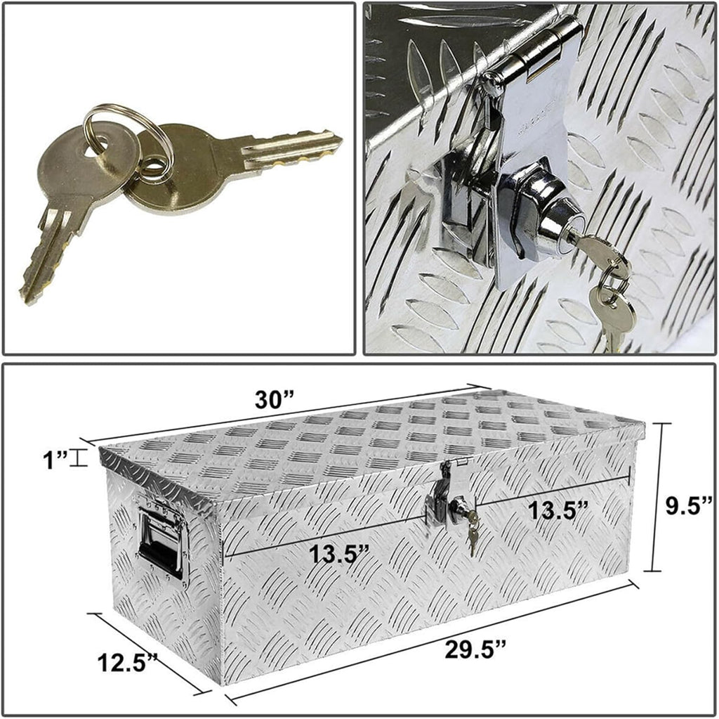 labwork 30" Aluminum Truck Tool Box with Lock for Pickup Trailer Flatbed RV Storage
