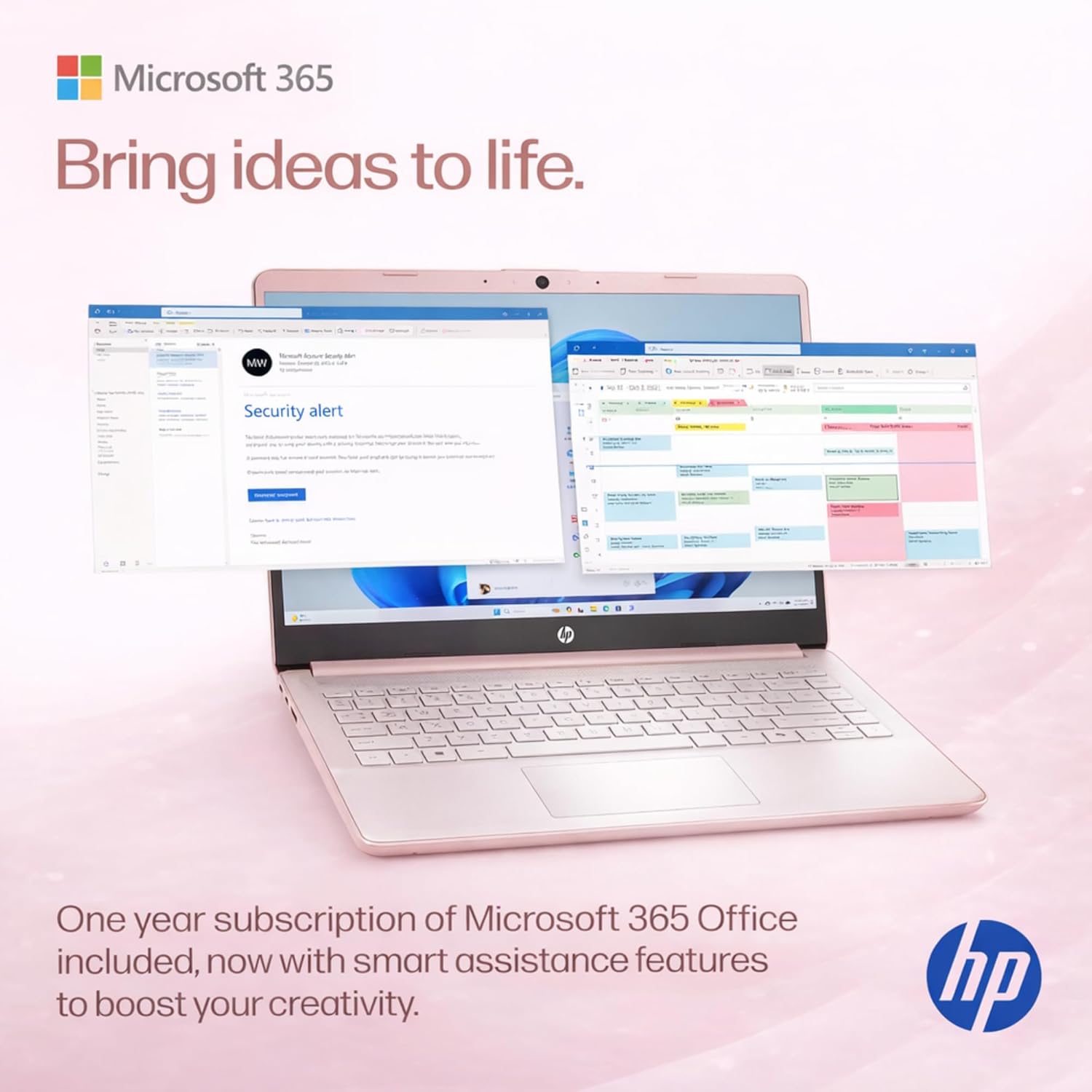 HP Ultrabook Laptop  8GB RAM  1.1TB Storage (1TB OneDrive + 64GB SSD)  Microsoft 365 Included  Intel 2-Core | Fast  Smart  Budget-Friendly  AI-Ready Essential no Mouse  Rose Gold