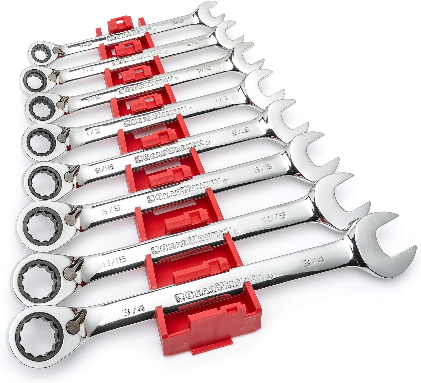 GEARWRENCH 8 Piece 72-Tooth 12 Point Reversible Ratcheting Combination SAE Wrench Set | 9533N