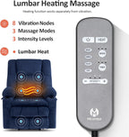 MCombo Dual Motor Power Lift Recliner Chair with Massage and Heat for Elderly People, Infinite Position, USB Ports, Cup Holders, Fabric 7890 (Medium, Yale Blue)