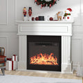43" Electric Fireplace with Mantel, Freestanding Electric Fireplace Heater TV Stand with 23" Insert, Remote Control, Ajustable Flame and Timer, Fire Place Insert Heater for Living Room, White
