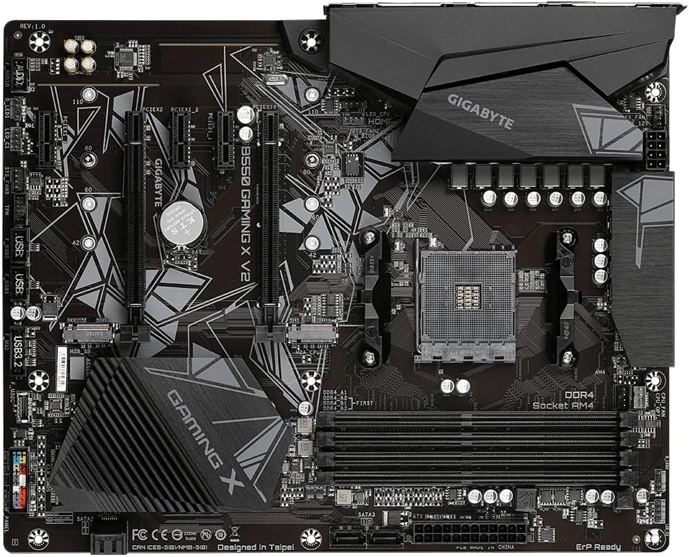 GIGABYTE B550 Gaming X V2 AMD AM4 ATX Motherboard, Supports Ryzen 5000/4000/3000 Series Processors, DDR4, 10+3 Power Phase, 2X M.2, PCIe 4.0, Front USB-C, GbE LAN, Q-Flash Plus, RGB Fusion