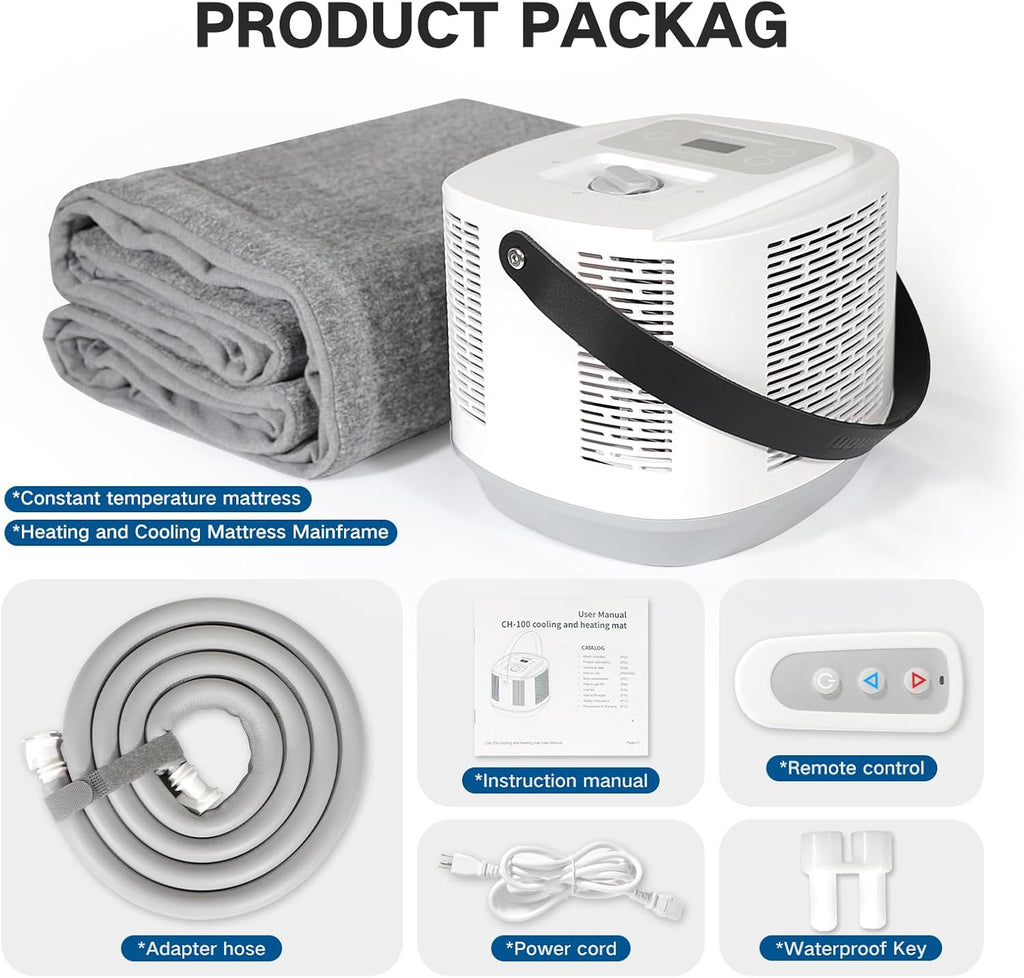 Comfort for Beds,Bed Water Cooling System with Portable Cooling Mattress & Heater(54°F-115°F), Quiet Operation,with Blankets Zone Any Size Bed .for Indoor