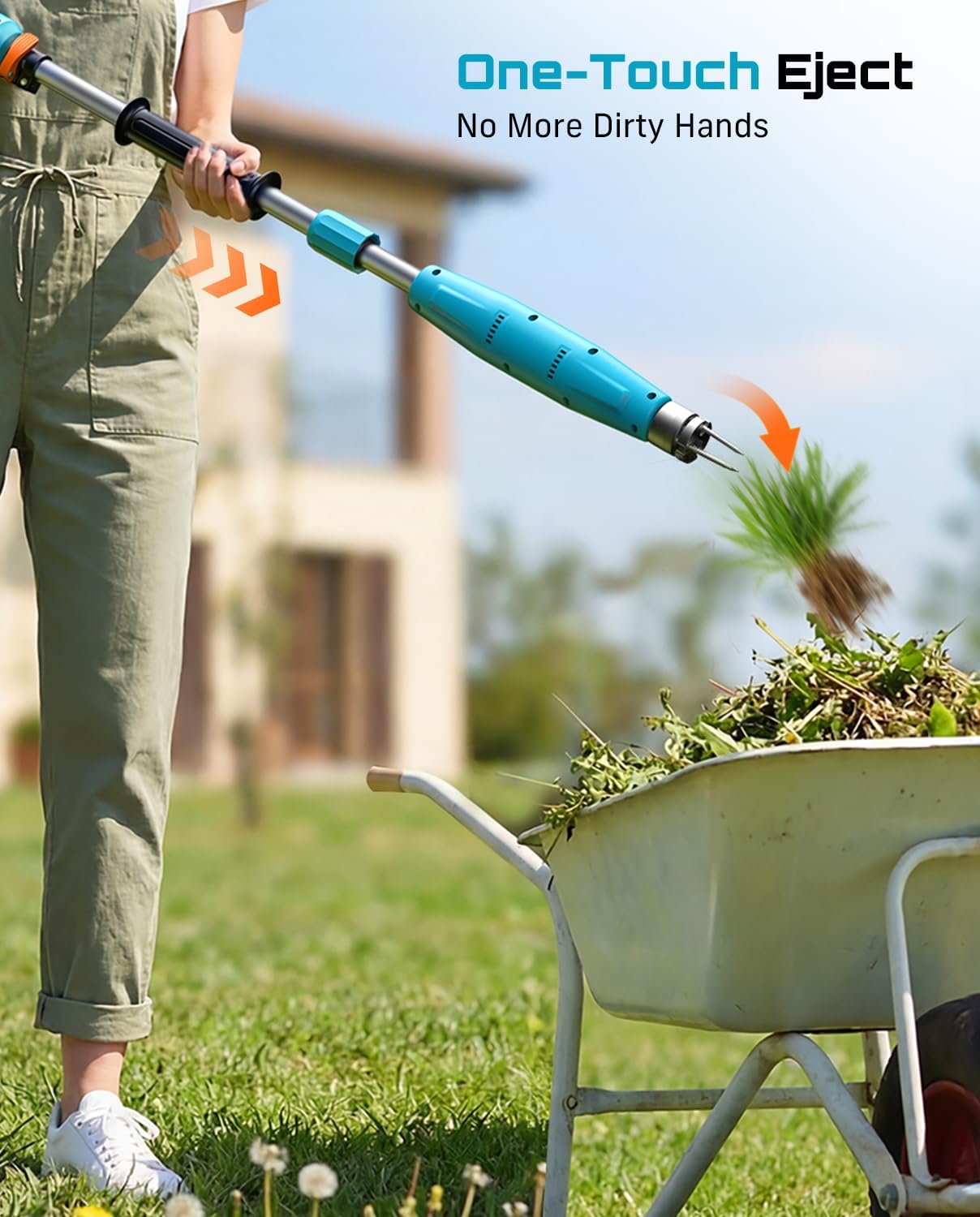 SEESII Stand-Up Weed Puller Tool with 40"-47" Adjustable Handle, High-Power 3-Claw Stainless Steel Spiral, 4S Deep Root Removal, One-Button Eject, Dandelion Remover & Crabgrass Puller for Garden