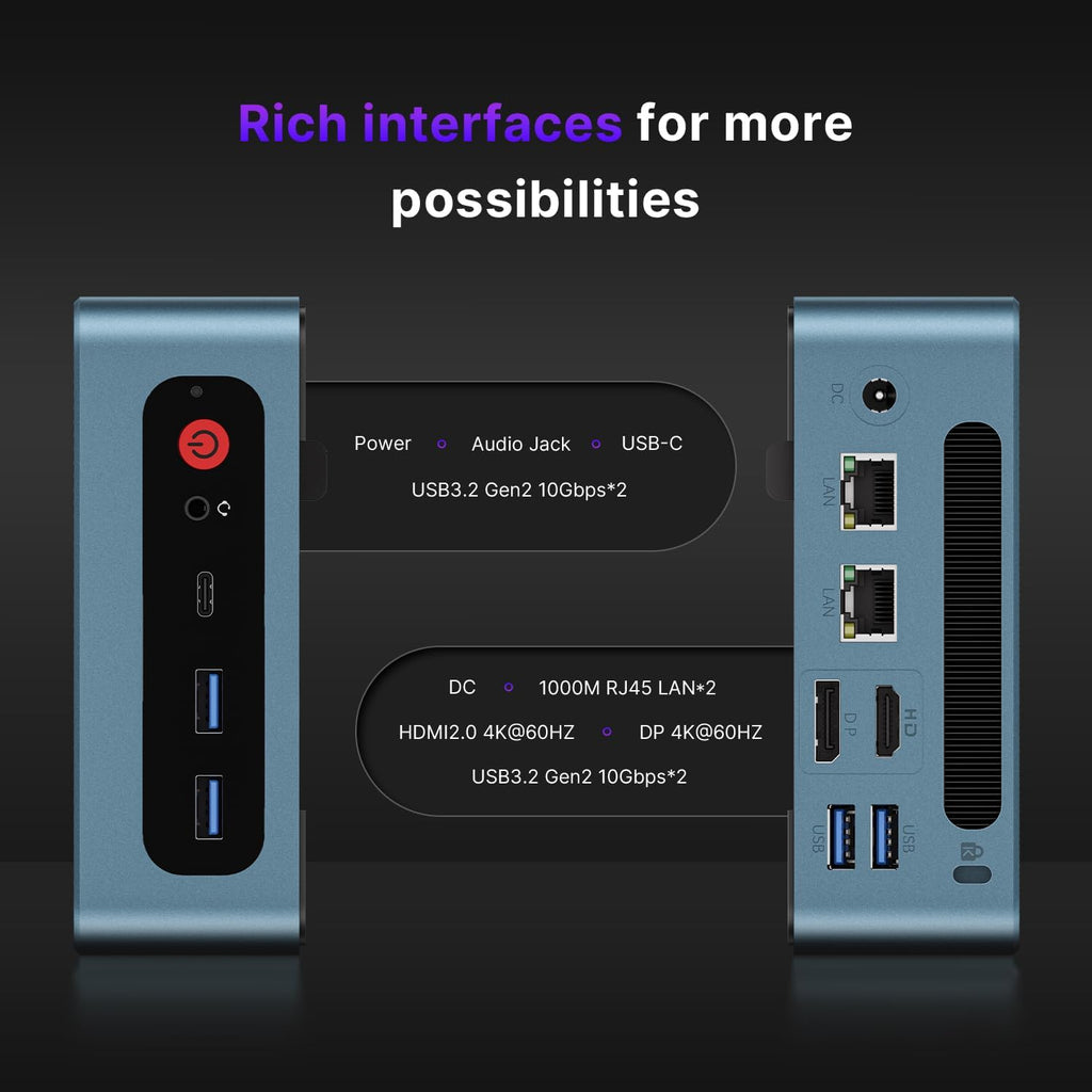 BOSGAME P2 Mini PC Intel i5-12450H (12th Gen  8-Core) | 16GB DDR4 512GB NVMe SSD | Triple 4K Display(HDMI/USB-C/DP) | Dual 2.5G LAN | Wi-Fi 6 & BT 5.2 | Win 11 Pro | Compact Desktop for Office  HTPC