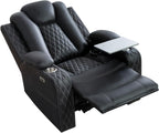 Chicago Home Theater Recliner Chair – Bluetooth Speakers, Wireless Charging, Power Recline, Adjustable Headrest, LED Lighting, Cup Holders & Premium Faux Leather for Ultimate Comfort