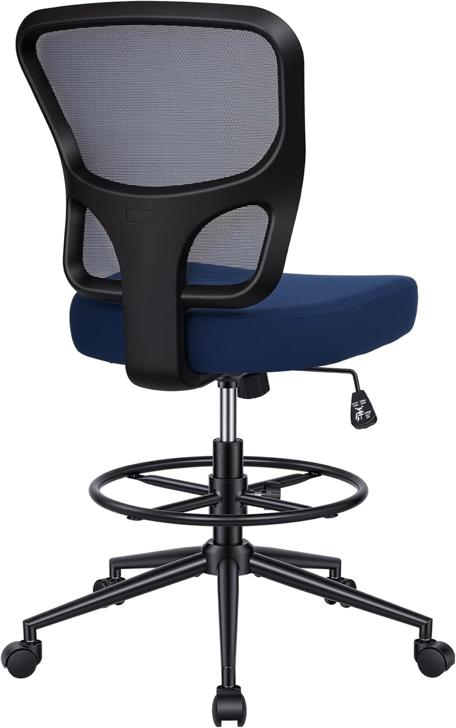 Armless Drafting Chair Tall Office Chair for Standing Desk - Adjustable Height Mesh Ergonomic Drafting Stool with Foot Ring & Wheels, Rolling Counter Height Computer Chair for Home Office