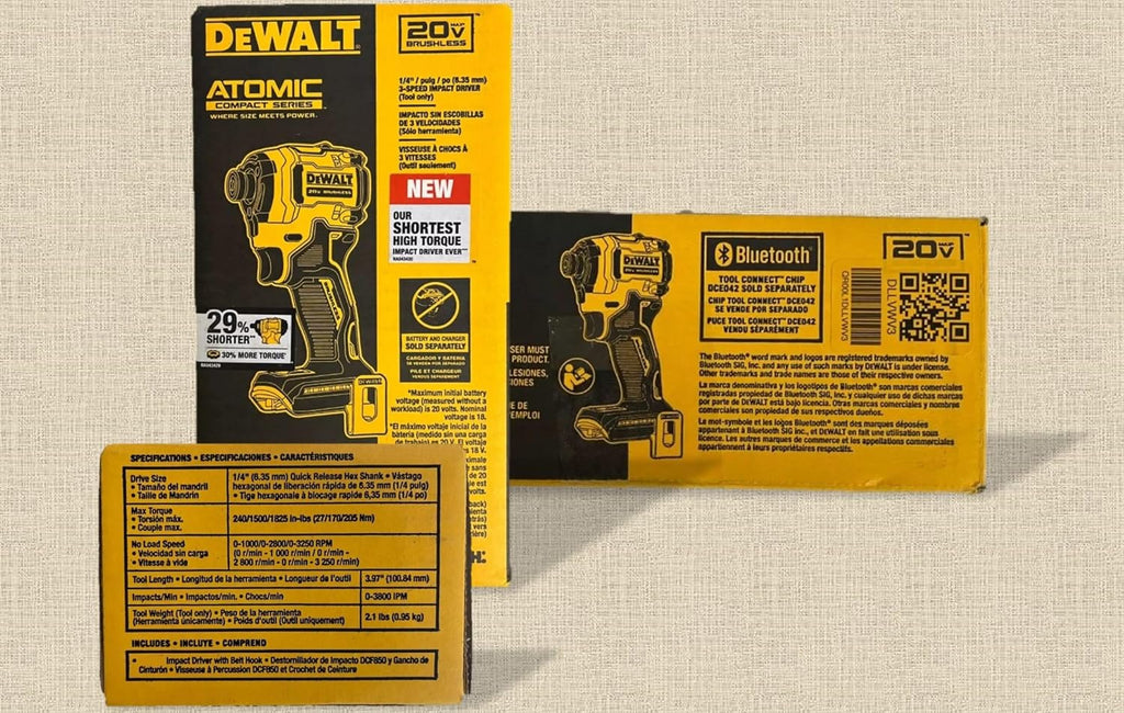 DEWALT ATOMIC 20V MAX* 1/4 in. Brushless Cordless 3-Speed Impact Driver one-pack Bare Tool (1pack ATOMIC 20V MAX Brushless 1/4 in. 3Speed Drive)
