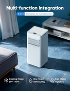 10,000 BTU Portable Air Conditioner, 3-in-1 AC Unit for 450 Sq.Ft Rooms With Cooling, Dehumidification & Fan Modes, Includes Remote Control, 24H Timer & Window Kit for Bedroom