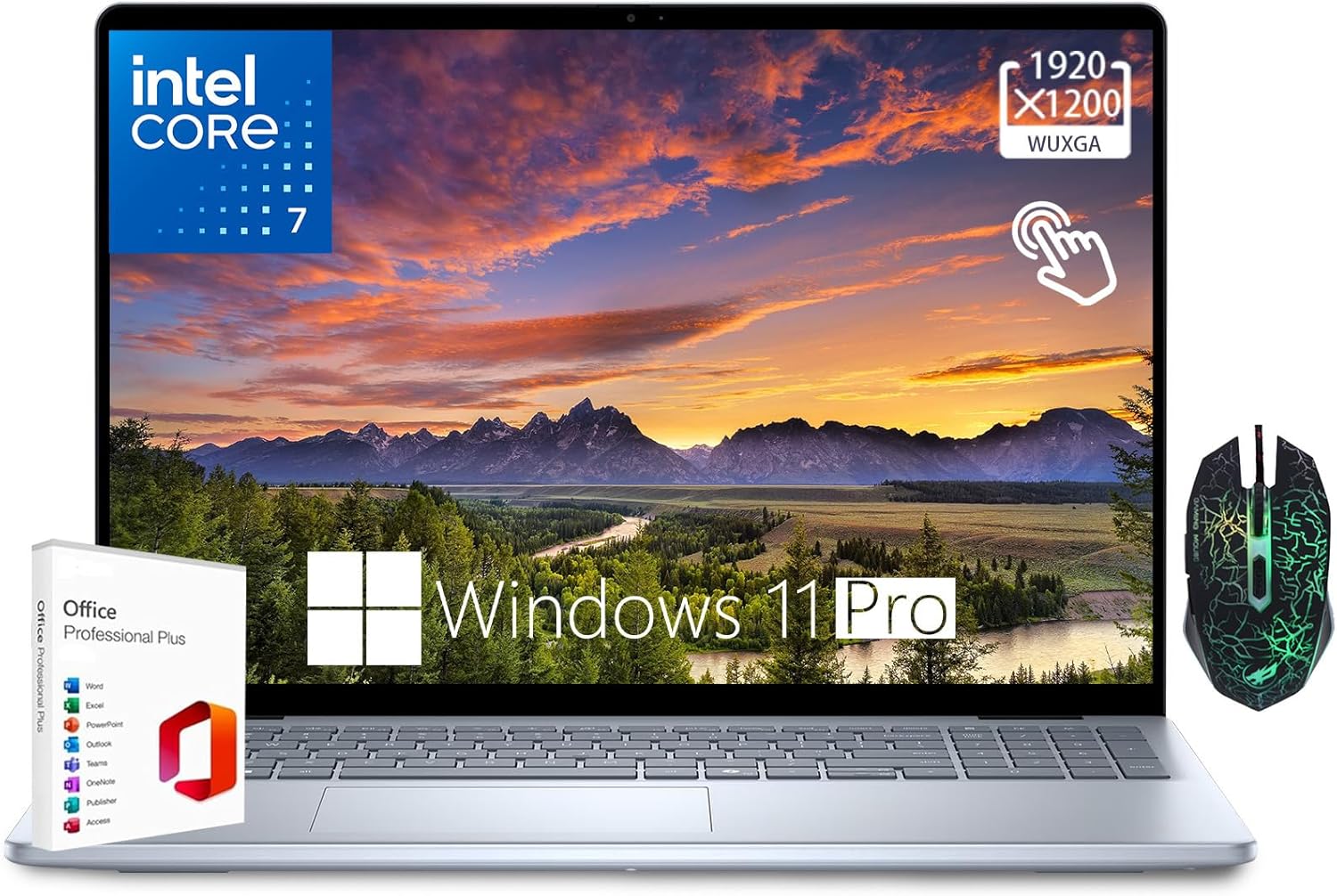 Dell Inspiron 16 Business Laptop 16" 16:10 FHD+ (1920 x 1200) Touchscreen Intel Core 7 150U 64GB DDR5 RAM 4TB SSD Backlit Keyboard WiFi 6E MS Office Lifetime License & Designed Mouse Win11 Pro