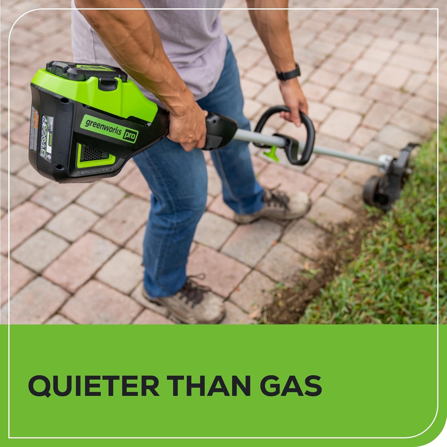 Greenworks 60V 8" Brushless Cordless Edger with 2.0Ah Battery & Charger – Tool-Free Depth Adjustment, Lightweight Lawn Edging Tool, 4-Year Warranty