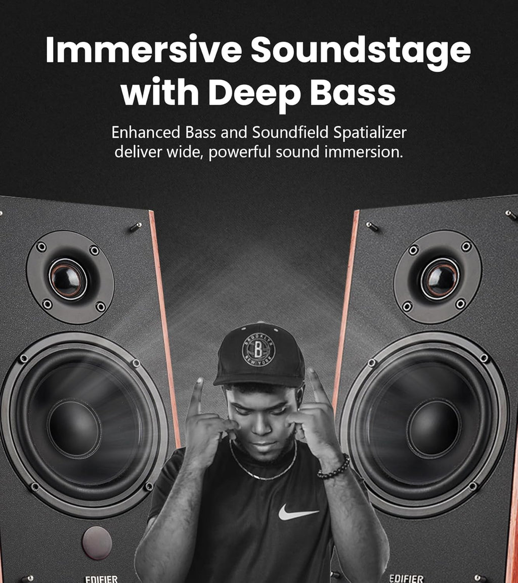 Edifier R2000DB Powered Bluetooth Bookshelf Speakers - Near-Field Studio Monitors - Optical Input - 120 Watts RMS (Black)