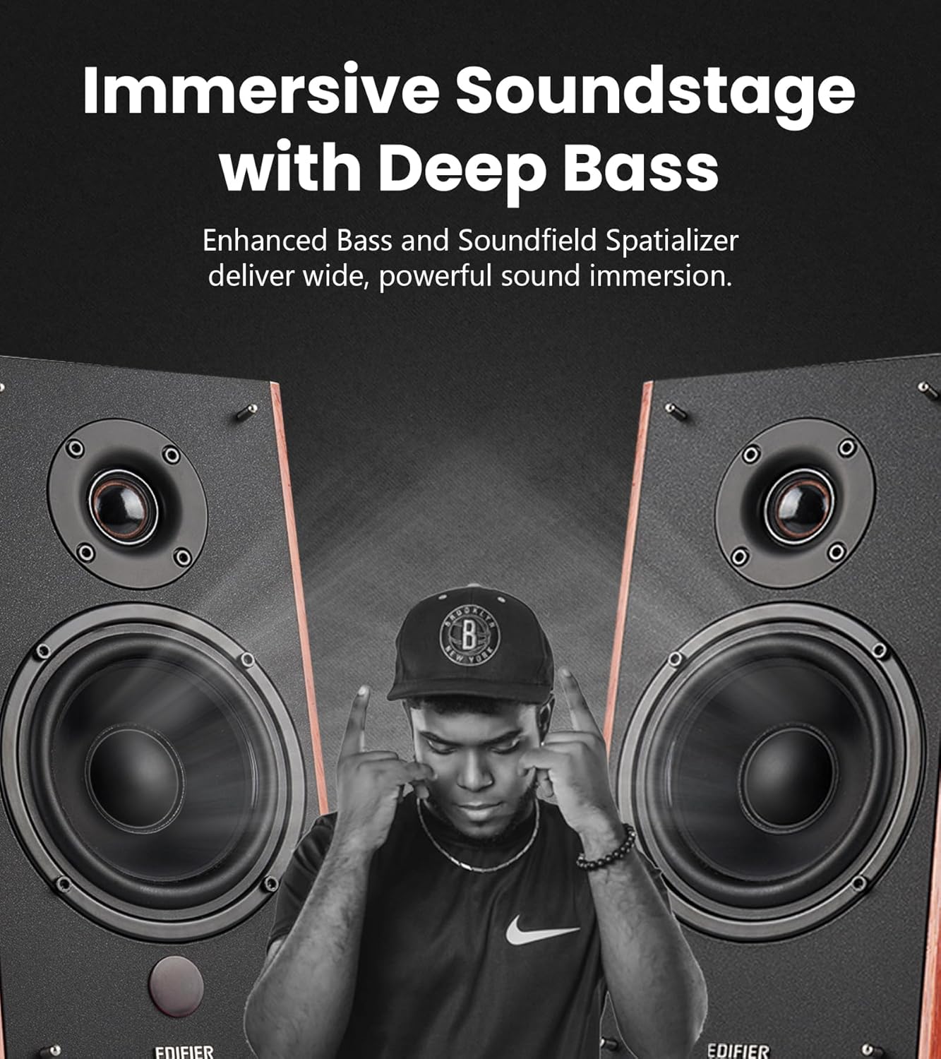 Edifier R2000DB Powered Bluetooth Bookshelf Speakers - Near-Field Studio Monitors - Optical Input - 120 Watts RMS (Black)