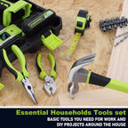 FASTPRO 177-Piece 20V Cordless Lithium-ion Drill Driver and Home Tool Set, Household Repairing Tool Kit with Drill in Storage Case, Green