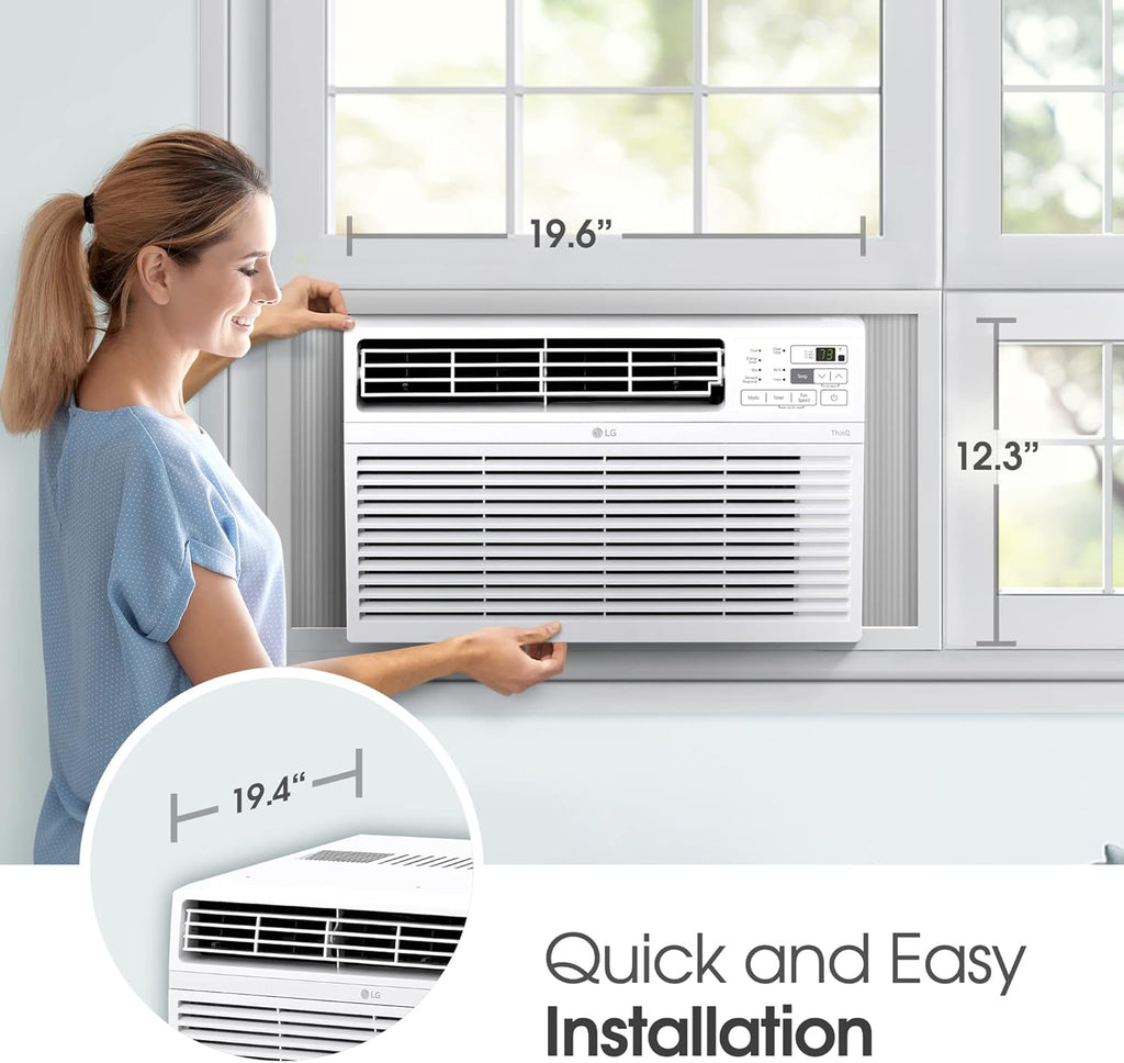 LG 10000 BTU Window Air Conditioners [2023] Remote Control WiFi App Ultra-Quiet Washable Filter Cools 450Sq.Ft for Medium & Large Room AC Unit air conditioner Easy Install White LW1017ERSM1
