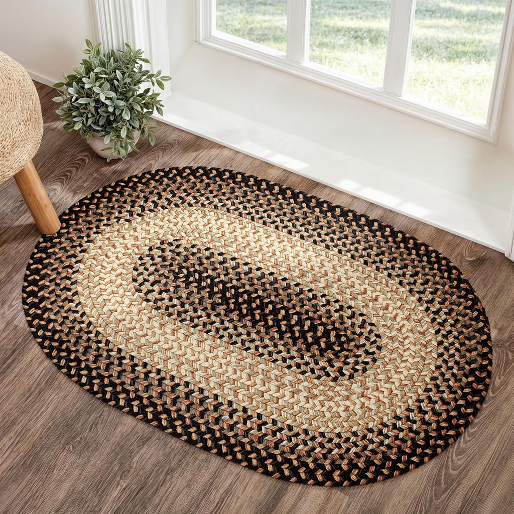EastEnd EL83 Charcoal 7' x 9' Oval - Braided Area Rug, Home Decor, Floor Mat or Bedroom Rug - Easy Care, Ideal for High Traffic Areas in Hallway and Living Room - Made in USA