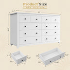 White Dresser for Bedroom with 10 Spacious Drawers Large Wood Dresser TV Stand for Bedroom Modern Chest of Drawers for Living Room Hallway Entryway, Smooth Slide, 15.7" D x 52" W x 36.5" H