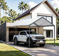 Carport, 10x20ft Heavy Duty Portable Garage, Car Port with Storage Shed, Car Canopy Car Tent with Steel Frame All-Season Tarp for Car, Truck, Boat, Party (B-White)