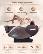 RELX Massage Chair Full Body, 20 Modes Zero Gravity SL-Track Shiatsu Massage Chair Built-in Heat System, Airbag Massage with Body Scan, Deep Yoga Stretch, Calfrest Extension and AI Control(Brown)
