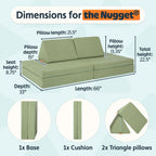 Nugget - The Original Play Couch for Kids - Modular Foam Children's Sofa for Playroom, Imagination, & Creative Open Ended Play - Washable & Convertible Playroom Furniture, Bamboo