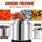 Stainless Steel 60QT Crawfish Boiler Kit, Waterproof Cover & 12-inch Skimmer, 110,000BTU Propane Burner Stove, 0-20PSIG Regulator, Seafood Boil Pot, Crab Boil Pot with 50QT Basket
