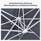 PURPLE LEAF 10' × 13' Patio Umbrella White Cantilever Umbrella Aluminum Square Outdoor Offset Umbrella Hanging Windproof with 360° Rotation for Garden Deck Pool, Light Grey