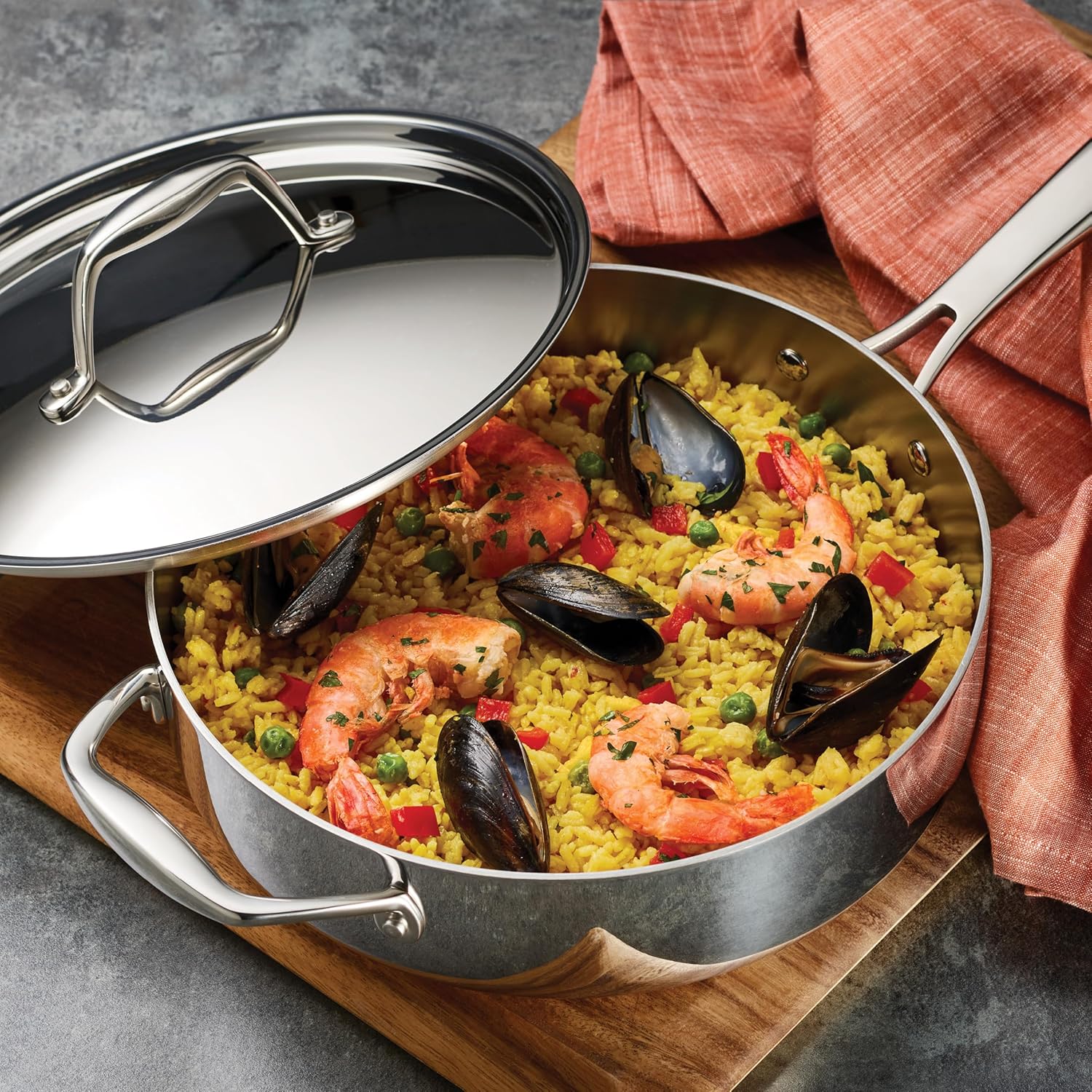 Tramontina Signature Tri-Ply Clad Stainless Steel 13-Piece Cookware Set with Lids, Pots and Pans Kitchen Set, Induction-Ready, Dishwasher-Safe, NSF-Certified