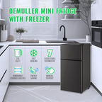 DEMULLER 2.4 Cu.ft Mini Fridge with Freezer Small Refrigerator with 7 Adjustable Temperature Control & Ajustable Feet, Compact Tiny Size Dorm Refrigerator Ideal for Kitchen Office Apt Dark Gray