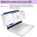 HP 14 Laptop Student Business 2025 Flagship Computer  AI Copilot  4-Core 13th Gen Intel CPU  16GB RAM 628GB Storage (128GB UFS+500GB Ext) 1-Yr Office 365 Long Battery HubxcelAccessory Win 11S Lavender