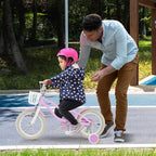 HONEY JOY Kids Bike, 12 14 16 18 20 Inch Toddler Bikes w/Training Wheels, Handbrake & Coaster Brake, Fully Enclosed Chain, Adjustable Handlebar & Seat, Kids Bicycle w/Basket, Girls Boys Bike 3-8