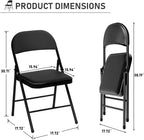 Black Padded Folding Chairs 6 Pack, 350LBS Heavy-Duty Steel Frame Foldable Chairs for Indoor Outdoor Wedding Party Dining Events