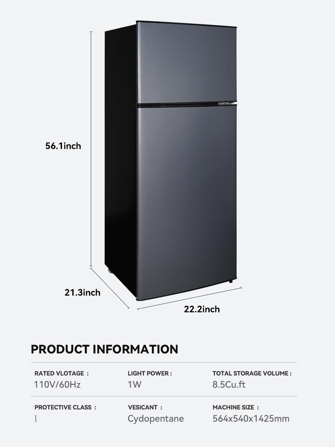 8.5 cu.ft Dual-Door Apartment Refrigerator with Freezer and Adjustable Thermostat - Slide-Out Glass Shelves for Dorms, Offices, RVs, and Homes