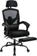 Sweetcrispy Office Computer Desk Chair, Ergonomic High-Back Mesh Rolling Work Swivel Chairs with Wheels, Comfortable Lumbar Support, Comfy Arms for Home, Bedroom, Study, Student, Black