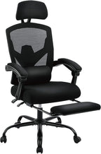 Sweetcrispy Office Computer Desk Chair, Ergonomic High-Back Mesh Rolling Work Swivel Chairs with Wheels, Comfortable Lumbar Support, Comfy Arms for Home, Bedroom, Study, Student, Black