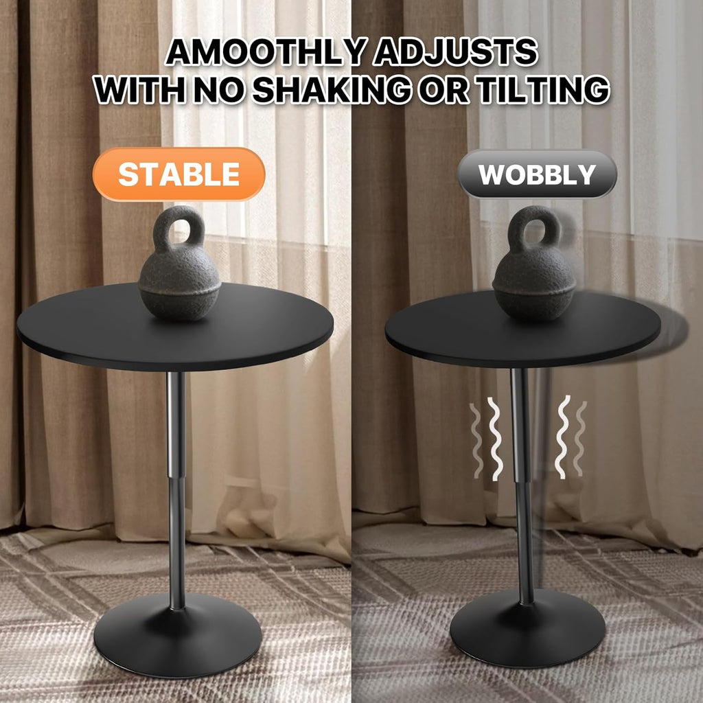 Magshion 31" Round Bar Table Height Adjustable 26"-35" Pub Table with Enlarged Base for Living Room Patio Bistro Café, Black