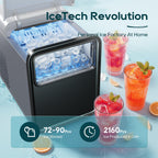 BREEZOME Ice Maker Countertop, 9 Ice Cubes in 6 mins, Self-Cleaning Portable Ice Machine with Basket and Scoop, 2 Sizes of Bullet Ice for Home Kitchen Party Camping RV