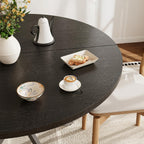 Vantic 47" Round Dining Table for 4-6 People, Modern Wood Kitchen Table for Small Space, Circle Dining Table with Metal Base for Kitchen & Living Room, Black