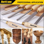 HURRICANE 8pc Wood Lathe Chisel Set, M2 HSS Wood Turning Tools with 10" Solid Hardwood Handles, Lathe Tool Kit for Beginners and DIY Hobbyists, Includes Protective Wooden Box