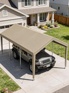 12 x 20 Ft Carport Replacement Cover, Heavy Duty Outdoor Car Tarp Canopy, Waterproof & UV Protected Tear Oxford Tarp with Ball Bungees (Frame is Not Included)