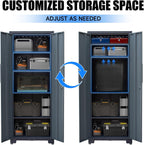 Metal Garage Storage Cabinet with 4 Adjustable Shelves and Locking Doors 75-inch Tall Tool Organizer Steel Lockers for Home, Office, Warehouse, Garage, 1Pc (Assembly Required)