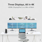 Plugable 13-in-1 USB C Docking Station 4K Triple Monitor with 100W Power Delivery | USB C Dock for Windows  Mac  ChromeOS  Thunderbolt | Driver Required | 3X HDMI and 3X DisplayPort (UD-ULTC4K)