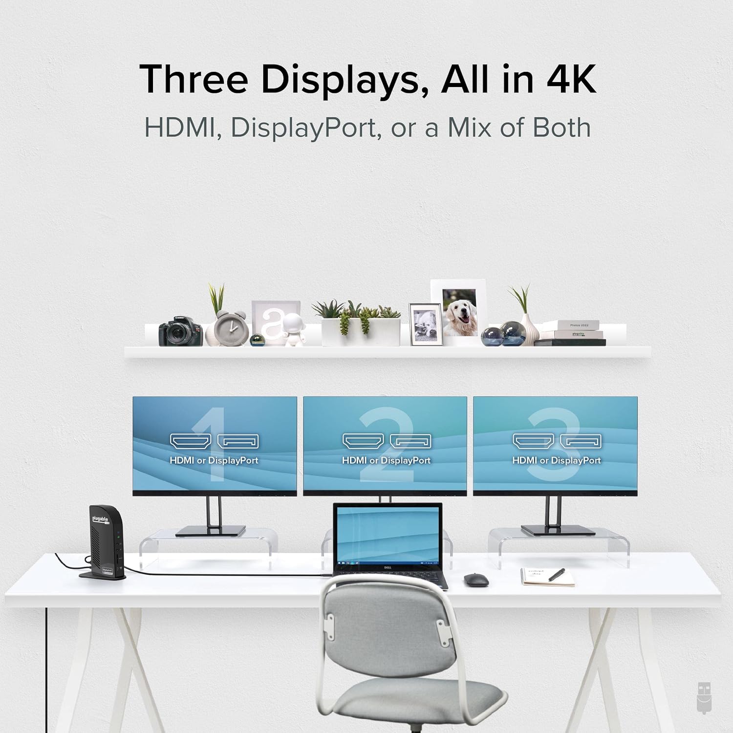 Plugable 13-in-1 USB C Docking Station 4K Triple Monitor with 100W Power Delivery | USB C Dock for Windows  Mac  ChromeOS  Thunderbolt | Driver Required | 3X HDMI and 3X DisplayPort (UD-ULTC4K)