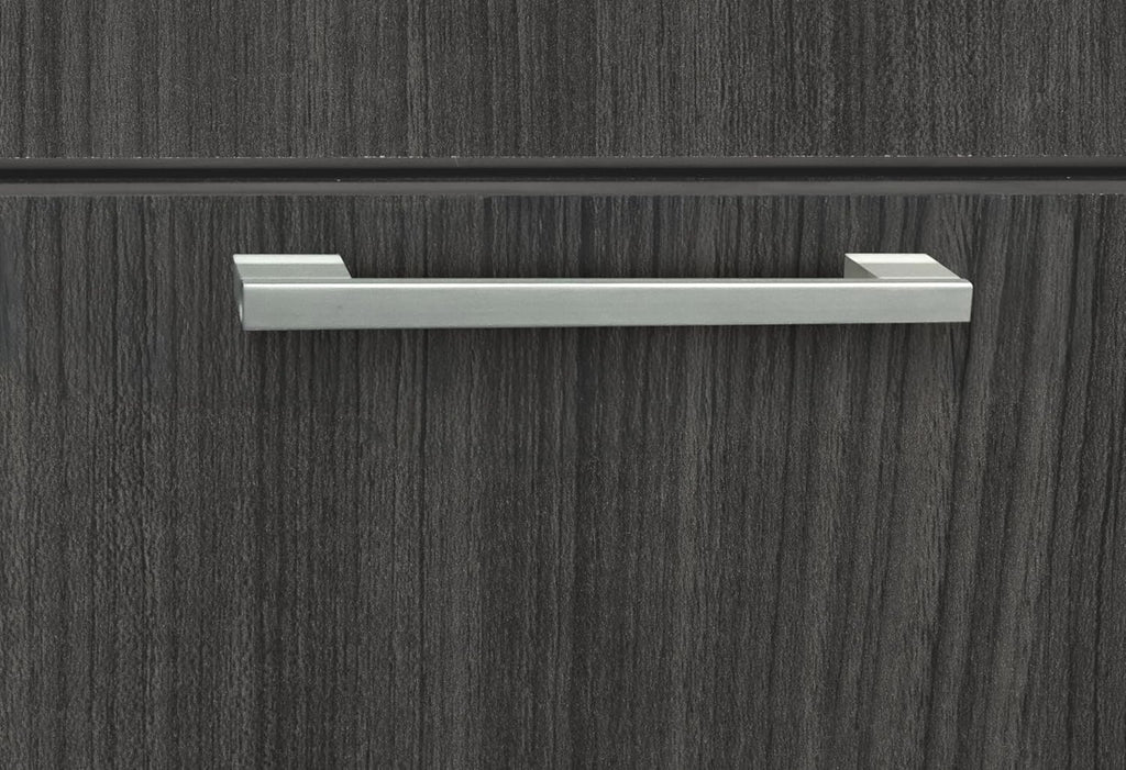 Romig Regency Legacy Stand Up Lateral File/3 Desk Quad with Bookcase End  Ash Grey