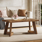 Tribesigns Coffee Table, Farmhouse Center Table with V-Shaped Legs, 47.2 x 23.6 Inches Rectangle Living Room Tables, Easy to Assemble, Rustic Brown